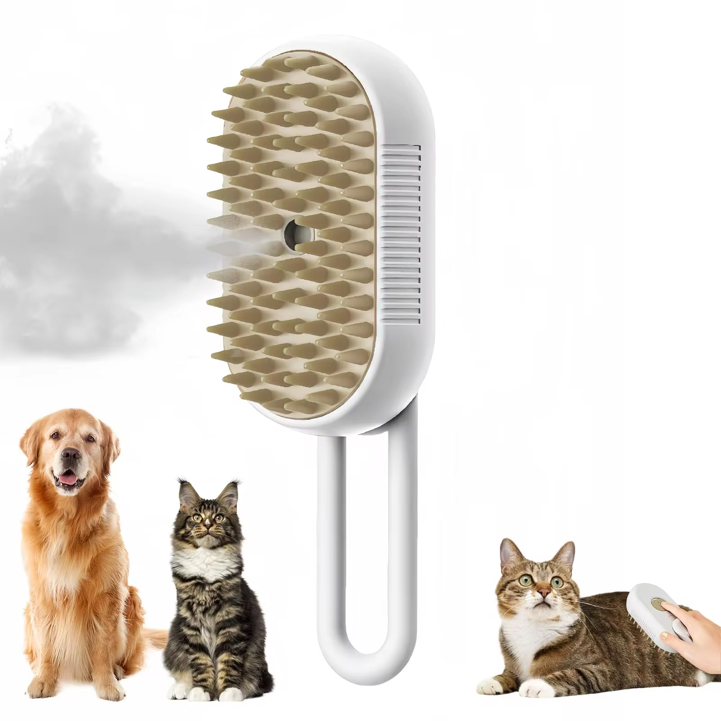 Meowtique - 3-in-1 Electric Pet Grooming Brush with Steam and Spray for Cats and Dogs